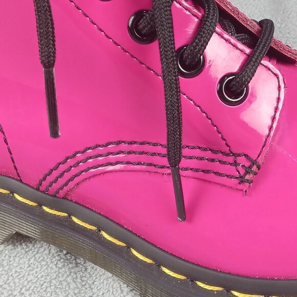 Women's Dr. Martens Doc 1460 W Combat Pink Patent Leather 8-Eye US Size 5 6629 - Picture 7 of 16